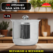 SS 20Guage Adak with Lid 750ml & 1.7L