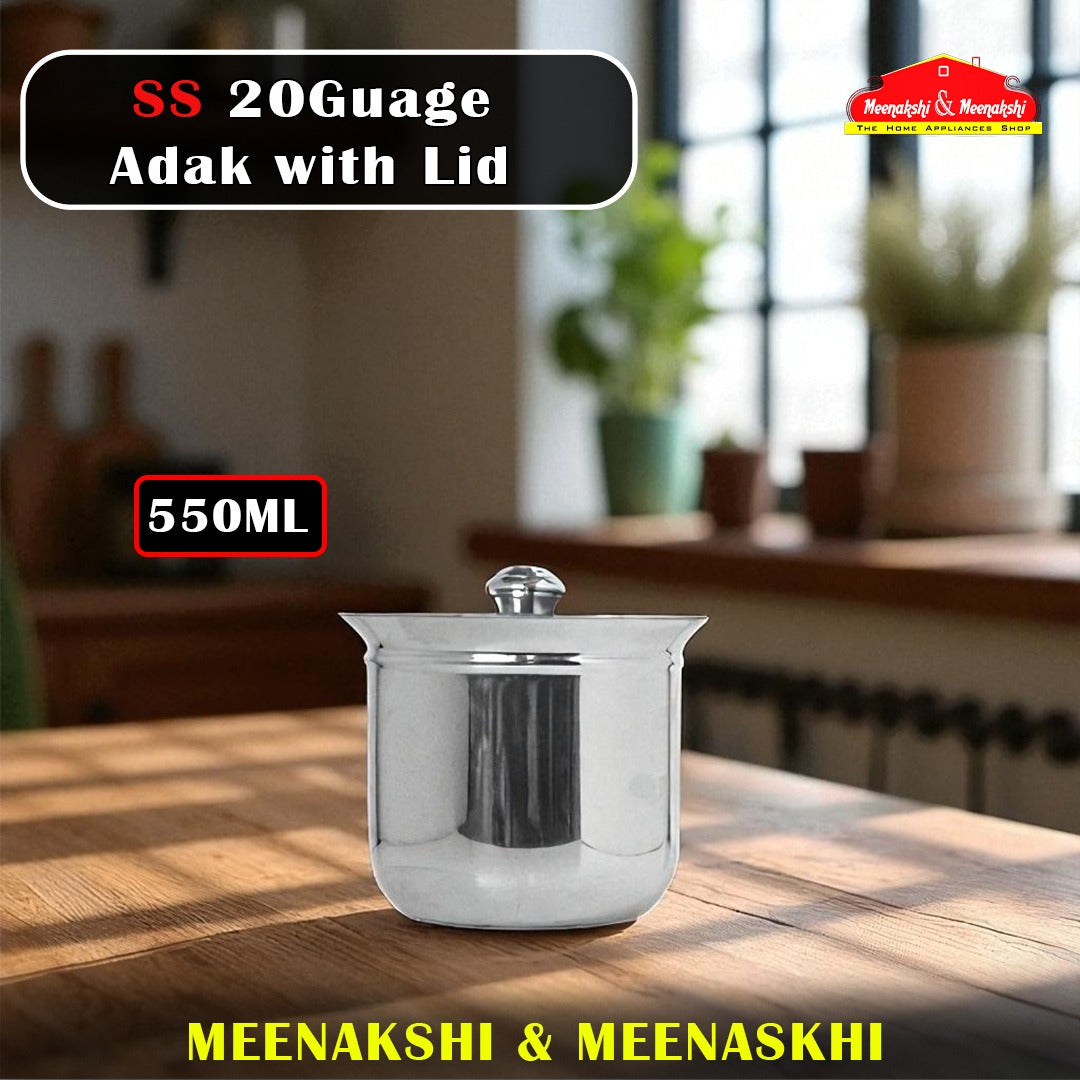 SS 20Guage Adak with Lid 550ml