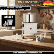 21 SS Tilting Table Top Wet Grinder 2L with 1 Ltr Drum Combo