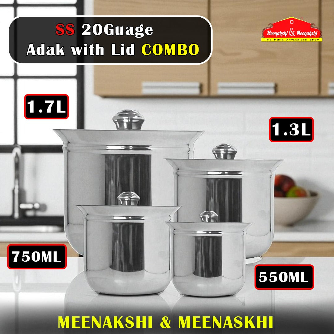 SS 4PCS 20Guage Adak with Lid Combo