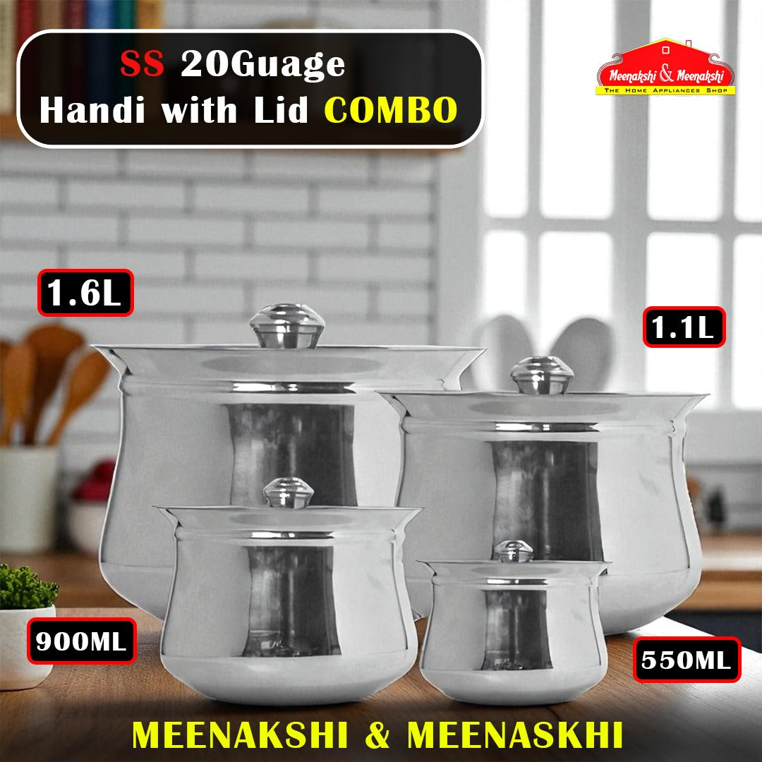 SS 20Guage 4PCS Handi with Lid Combo