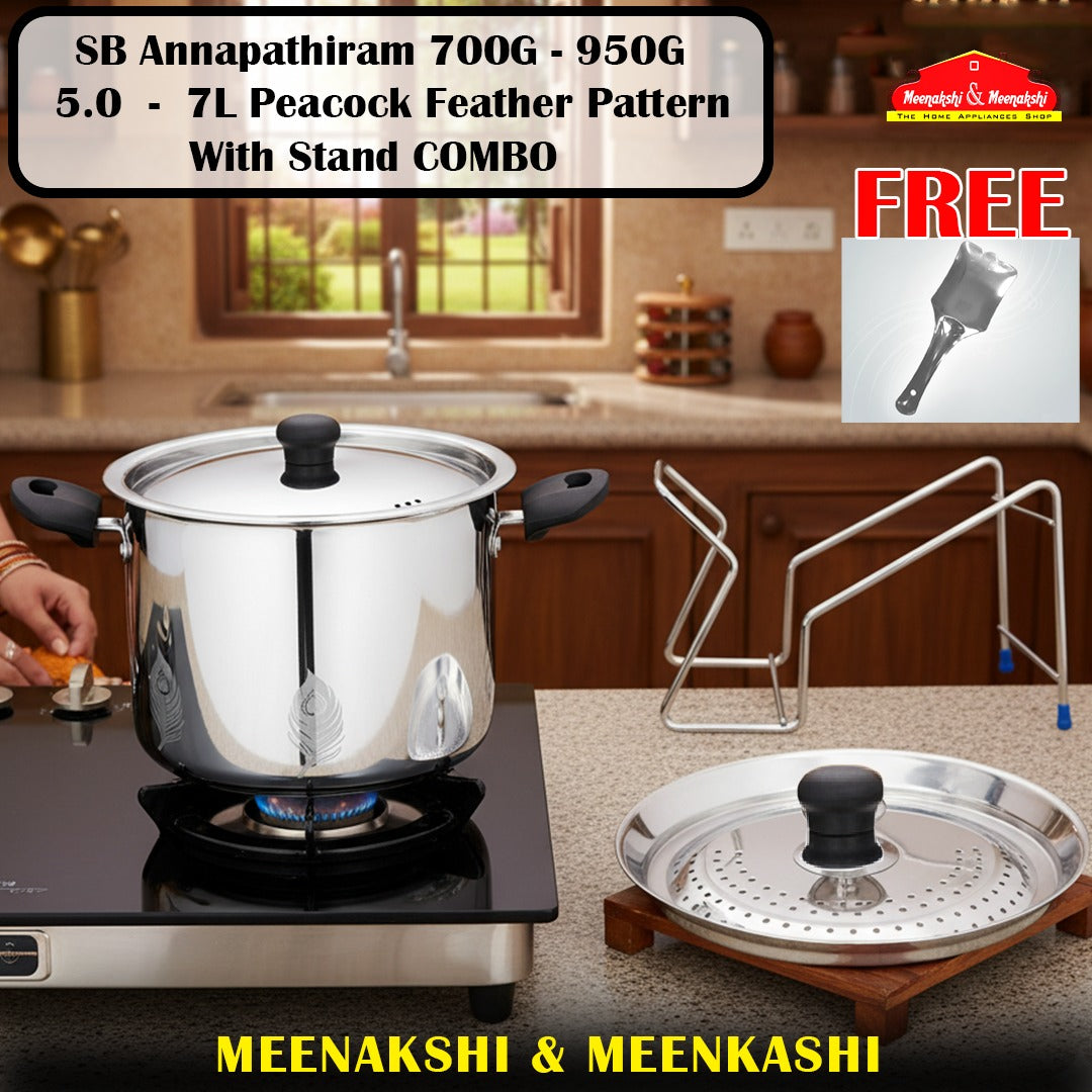 SB Annapathiram 5.0 700G - 950G 7L Peacock Feather Pattern With Stand Combo