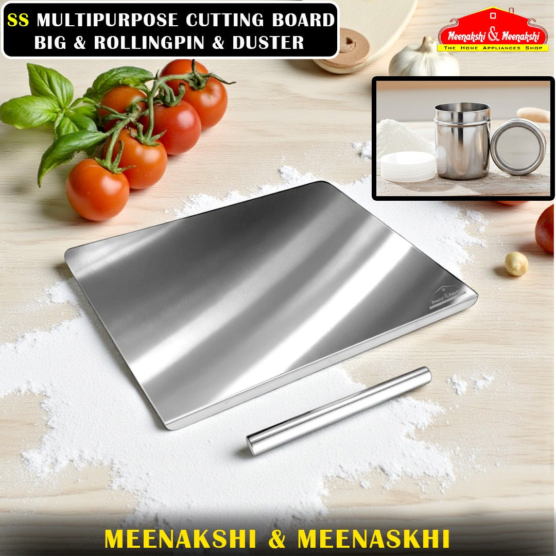 SS Multipurpose Cutting Board Big & RollingPin & Duster