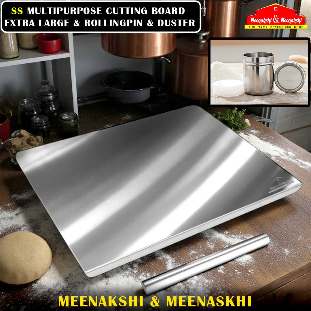 SS Multipurpose Cutting Board ExtraLarge & RollingPin & Duster 