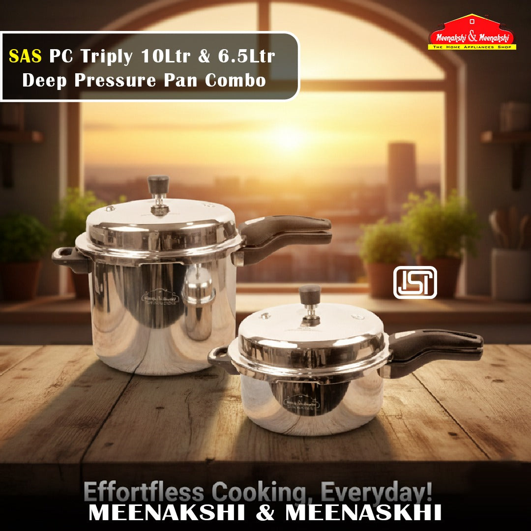 SAS PC Triply 10Ltr & 6.5Ltr Deep Pressure Pan Combo