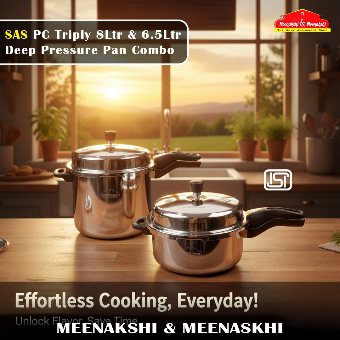 SAS PC Triply 8Ltr & 6.5Ltr Deep Pressure Pan Combo