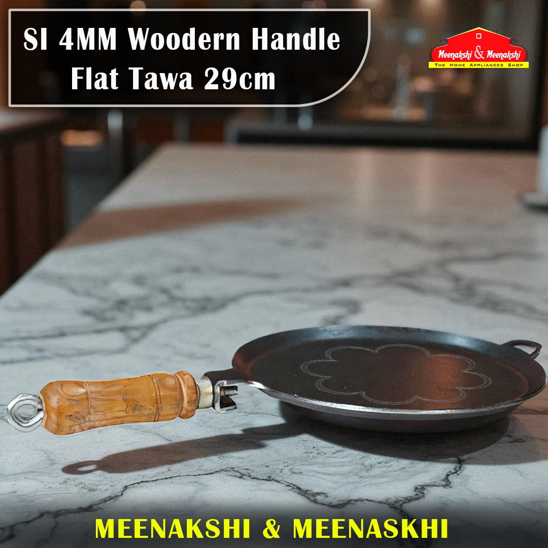  SI 4MM WOODERN HANDLE FLAT TAWA 29CM 
