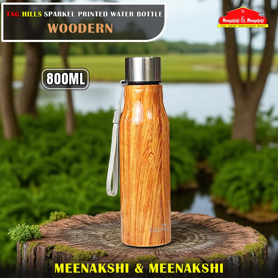 TAG HILLS Sparkle Printed Water Bottle Woodern 800ml
