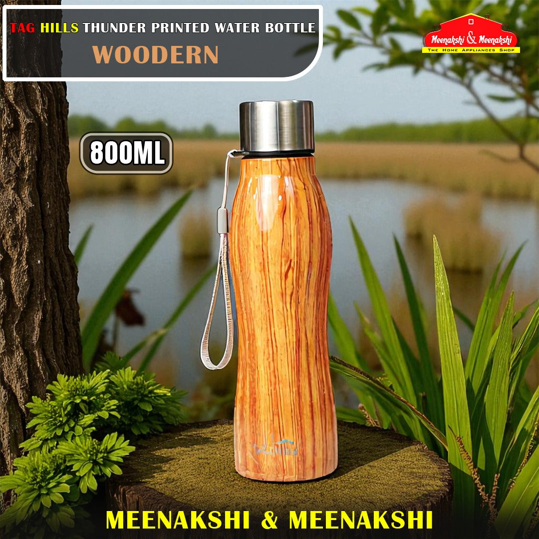TAG HILLS Thunder Printed Water Bottle Woodern 800ml
