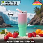 SS Gradiant Vacuum Cup 890ml Turquoise & Pink