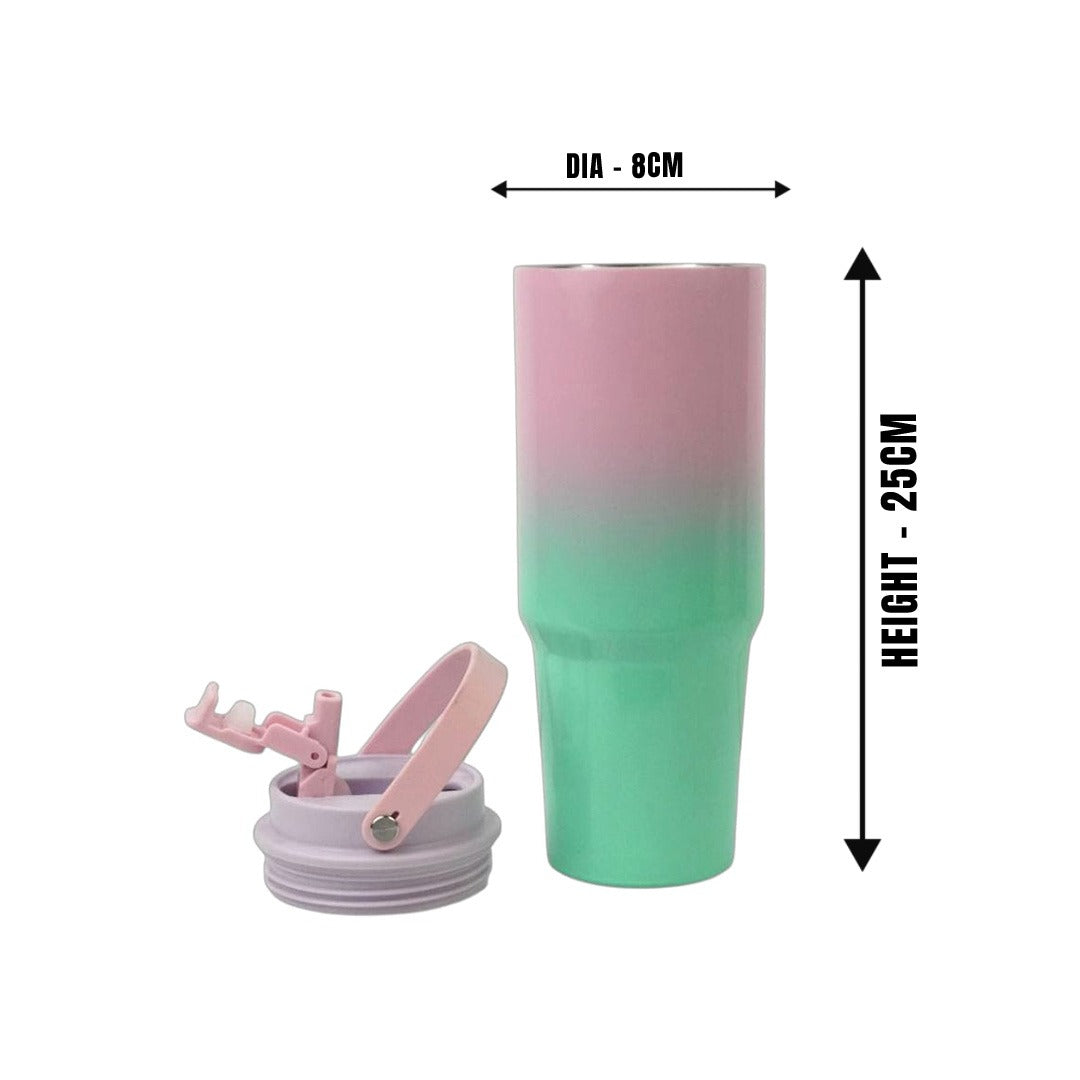 SS Gradiant Vacuum Cup 890ml Turquoise & Pink